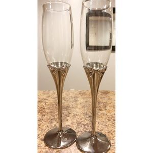 Set of toasting flutes with Bow - Platinum finish